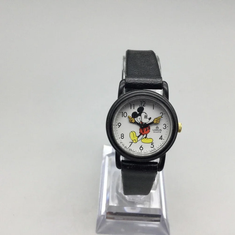 Lorus Disney Mickey Mouse Womens Watch Black Plastic New Battery